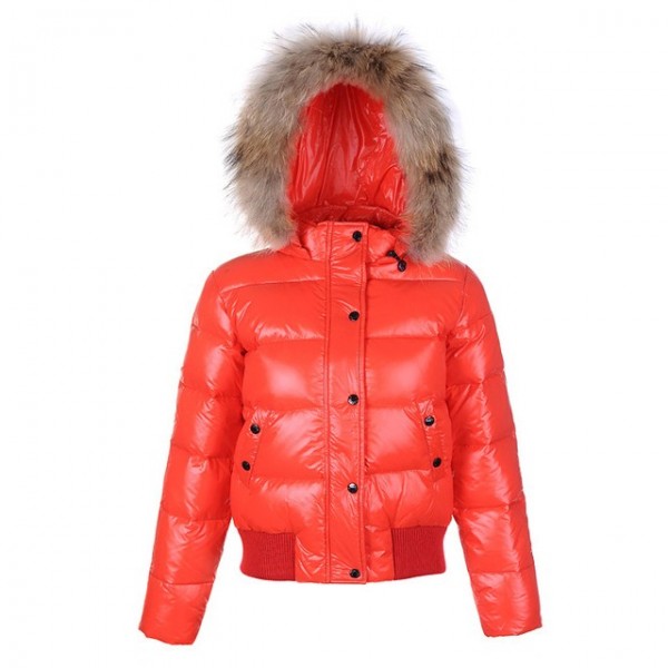 Moncler rosso Fur Cap E Zipper Slim caldo Cappotti uscita